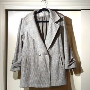 Spencer Douglas Vintage 80s Gray/Cream Tweed Wool Blend Car Coat Womens Sz 12